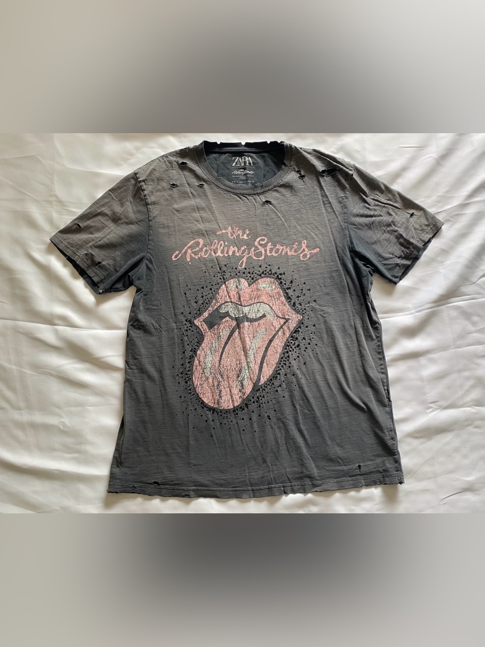 Zara x The Rolling Stones 2020 Distressed Graphic T- Men’s L Made in Portugal